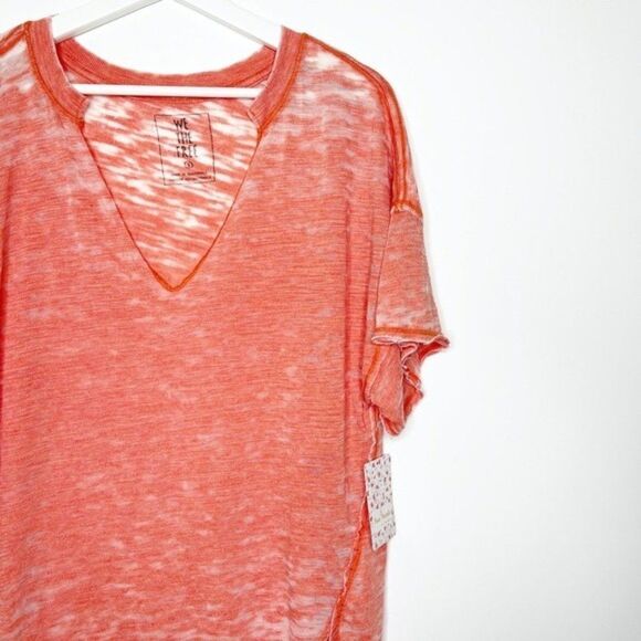 FREE PEOPLE Orange Burnout Tee - Picture 2 of 8